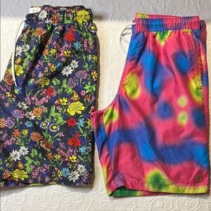Empyre Floral and Tie-Dye Board Shorts Bundle. EDM. Festival. Medium